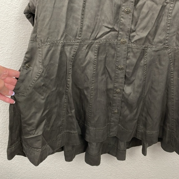 Holding Horses Anthropologie Mariona Utility Shirt Dress Army Green Sz 2P - Picture 7 of 14